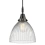 Innovations Lighting Seneca Falls 10" Wide Mini Pendant with Clear, Ribbed Halophane Glass Shade Matte Black