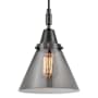 Innovations Lighting Cone 8" Wide Mini Pendant with Light Smoke Glass Shade Matte Black