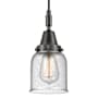 Innovations Lighting Bell 5" Wide Mini Pendant with Clear, Seedy Glass Shade Matte Black