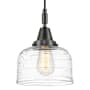 Innovations Lighting Bell 8" Wide Mini Pendant with Clear Deco Swirl Glass Shade Matte Black