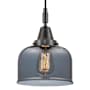 Innovations Lighting Bell 8" Wide Mini Pendant with Light Smoke Glass Shade Matte Black