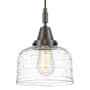 Innovations Lighting Bell 8" Wide Mini Pendant with Clear Deco Swirl Glass Shade Oil Rubbed Bronze