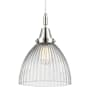 Innovations Lighting Seneca Falls 10" Wide Mini Pendant with Clear, Ribbed Halophane Glass Shade Polished Chrome