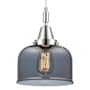 Innovations Lighting Bell 8" Wide Mini Pendant with Light Smoke Glass Shade Polished Chrome