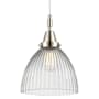 Innovations Lighting Seneca Falls 10" Wide Mini Pendant with Clear, Ribbed Halophane Glass Shade Polished Nickel