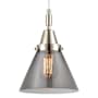 Innovations Lighting Cone 8" Wide Mini Pendant with Light Smoke Glass Shade Polished Nickel