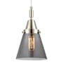 Innovations Lighting Cone 6" Wide Mini Pendant with Light Smoke Glass Shade Polished Nickel