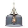 Innovations Lighting Bell 8" Wide Mini Pendant with Light Smoke Glass Shade Polished Nickel