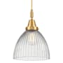 Innovations Lighting Seneca Falls 10" Wide Mini Pendant with Clear, Ribbed Halophane Glass Shade Satin Gold