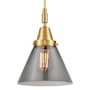 Innovations Lighting Cone 8" Wide Mini Pendant with Light Smoke Glass Shade Satin Gold