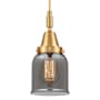 Innovations Lighting Bell 5" Wide Mini Pendant with Light Smoke Glass Shade Satin Gold