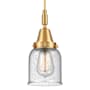 Innovations Lighting Bell 5" Wide Mini Pendant with Clear, Seedy Glass Shade Satin Gold