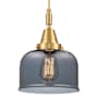 Innovations Lighting Bell 8" Wide Mini Pendant with Light Smoke Glass Shade Satin Gold