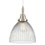 Innovations Lighting Seneca Falls 10" Wide Mini Pendant with Clear, Ribbed Halophane Glass Shade Brushed Satin Nickel