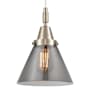 Innovations Lighting Cone 8" Wide Mini Pendant with Light Smoke Glass Shade Brushed Satin Nickel