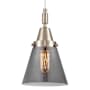 Innovations Lighting Cone 6" Wide Mini Pendant with Light Smoke Glass Shade Brushed Satin Nickel
