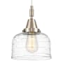 Innovations Lighting Bell 8" Wide Mini Pendant with Clear Deco Swirl Glass Shade Brushed Satin Nickel