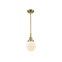 Innovations Lighting Beacon 6" Wide Mini Pendant Antique Brass / Matte White