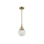 Innovations Lighting Beacon 6" Wide Mini Pendant Antique Brass / Clear