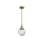 Innovations Lighting Beacon 6" Wide Mini Pendant Antique Brass / Seedy