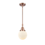 Innovations Lighting Beacon 6" Wide Mini Pendant Antique Copper / Matte White