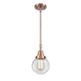 Innovations Lighting Beacon 6" Wide Mini Pendant Antique Copper / Clear