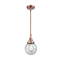 Innovations Lighting Beacon 6" Wide Mini Pendant Antique Copper / Seedy