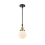 Innovations Lighting Beacon 6" Wide Mini Pendant Black Antique Brass / Matte White