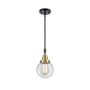 Innovations Lighting Beacon 6" Wide Mini Pendant Black Antique Brass / Clear