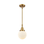 Innovations Lighting Beacon 6" Wide Mini Pendant Brushed Brass / Matte White