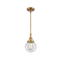 Innovations Lighting Beacon 6" Wide Mini Pendant Brushed Brass / Clear