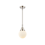 Innovations Lighting Beacon 6" Wide Mini Pendant Polished Nickel / Matte White