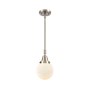 Innovations Lighting Beacon 6" Wide Mini Pendant Brushed Satin Nickel / Matte White