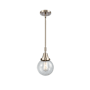 Innovations Lighting Beacon 6" Wide Mini Pendant Brushed Satin Nickel / Seedy