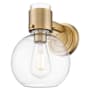 Innovations Lighting Lawton Sphere 9" Tall Bathroom Sconce with Clear Glass Shade Brushed Brass