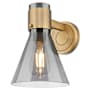 Innovations Lighting Lawton Cone 9" Tall Bathroom Sconce with Light Smoke Glass Shade Brushed Brass