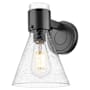Innovations Lighting Lawton Cone 9" Tall Bathroom Sconce with Clear, Seedy Glass Shade Matte Black