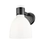 Innovations Lighting Lawton Bell 9" Tall Wall Sconce Matte Black / Gloss White