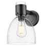 Innovations Lighting Lawton Bell 9" Tall Bathroom Sconce with Clear, Seedy Glass Shade Matte Black