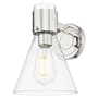 Innovations Lighting Lawton Cone 9" Tall Bathroom Sconce with Clear Glass Shade Polished Nickel