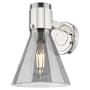 Innovations Lighting Lawton Cone 9" Tall Bathroom Sconce with Light Smoke Glass Shade Polished Nickel