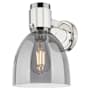 Innovations Lighting Lawton Bell 9" Tall Bathroom Sconce with Light Smoke Glass Shade Polished Nickel