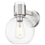 Innovations Lighting Lawton Sphere 9" Tall Bathroom Sconce with Clear Glass Shade Satin Nickel