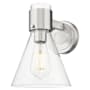 Innovations Lighting Lawton Cone 9" Tall Bathroom Sconce with Clear Glass Shade Satin Nickel