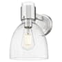 Innovations Lighting Lawton Bell 9" Tall Bathroom Sconce with Clear, Seedy Glass Shade Satin Nickel