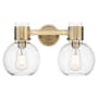 Innovations Lighting Lawton Sphere 2 Light 16" Wide Vanity Light with Clear Glass Shades Brushed Brass