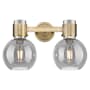 Innovations Lighting Lawton Sphere 2 Light 16" Wide Vanity Light with Light Smoke Glass Shades Brushed Brass
