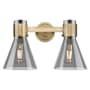 Innovations Lighting Lawton Cone 2 Light 16" Wide Vanity Light with Light Smoke Glass Shades Brushed Brass
