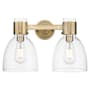 Innovations Lighting Lawton Bell 2 Light 16" Wide Vanity Light with Clear Glass Shades Brushed Brass