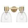 Innovations Lighting Lawton Bell 2 Light 16" Wide Vanity Light with Clear, Seedy Glass Shades Brushed Brass